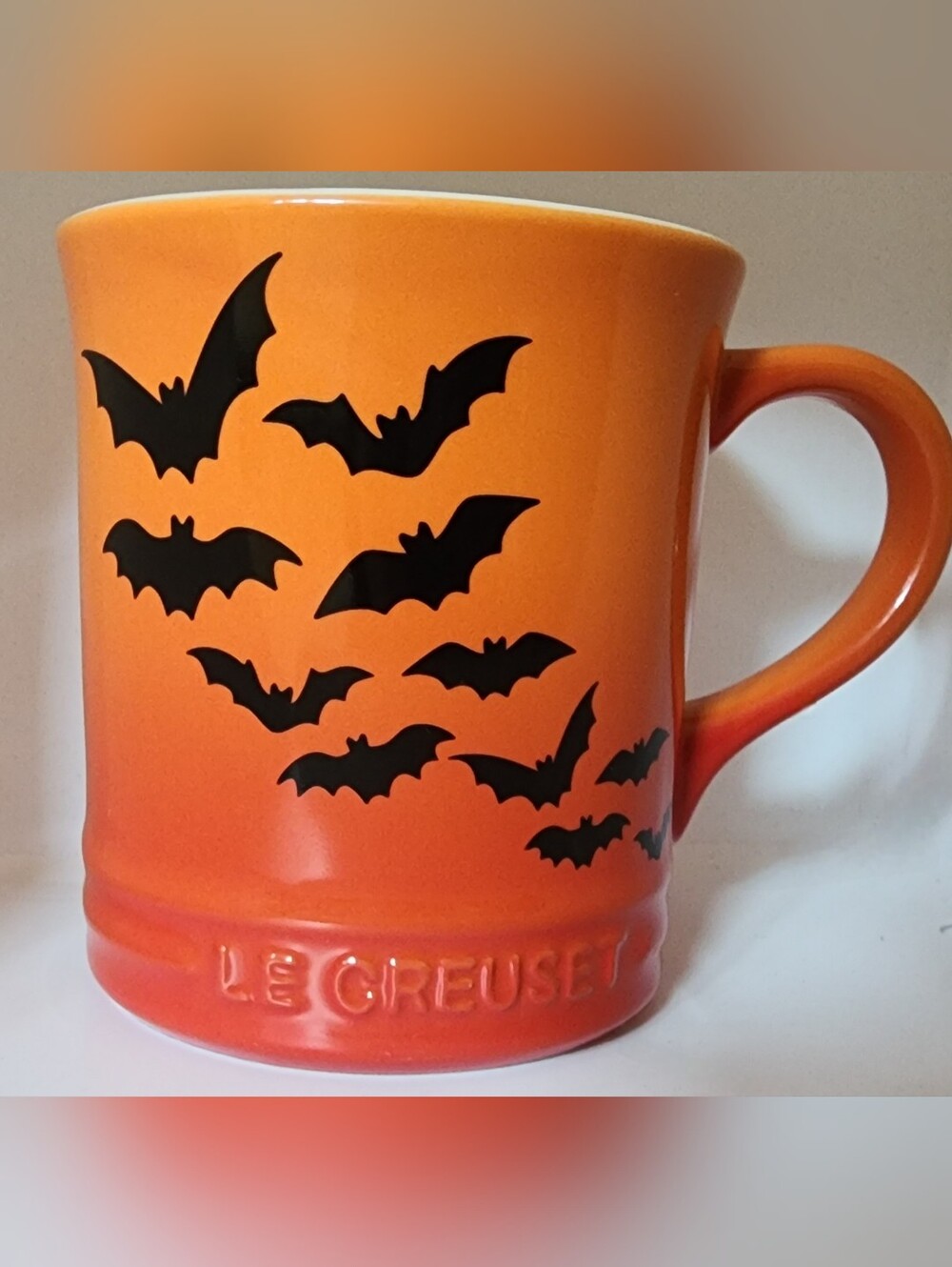 Le Creuset Halloween Bat Stoneware Mug Flame Orange